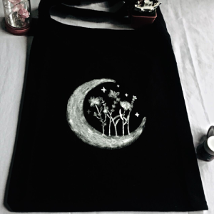 Linen Night Moon Design Hand Painted Tote Bag Sri Lanka