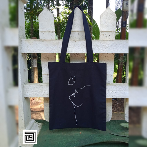 Hand made tote bag Cotton Lase